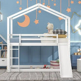 Bellemave® Twin Size Floor House Bunk Bed with Slide and Ladder - Bellemave